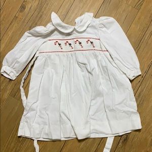 White smocked candy cane dress